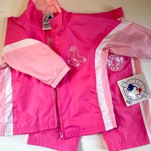 MLB Boston Red Sox Girls Pink track suit